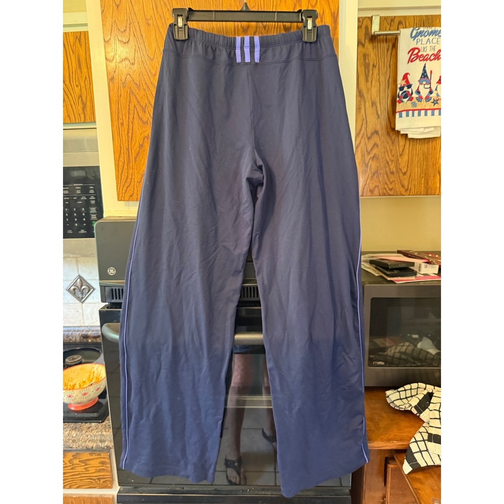Adidas Navy Blue Purple Stripe Wide Leg Athletic Track Pants Womens Medium - Picture 6 of 6